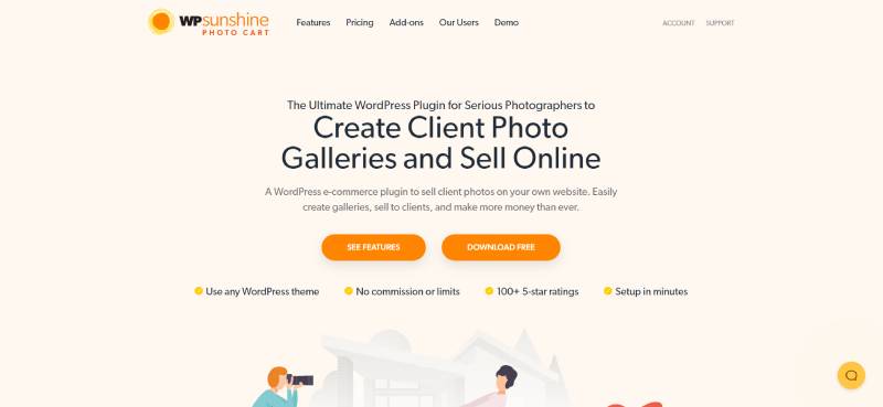plugin do wordpress do carrinho de fotos do sol para captura de tela da página inicial dos fotógrafos