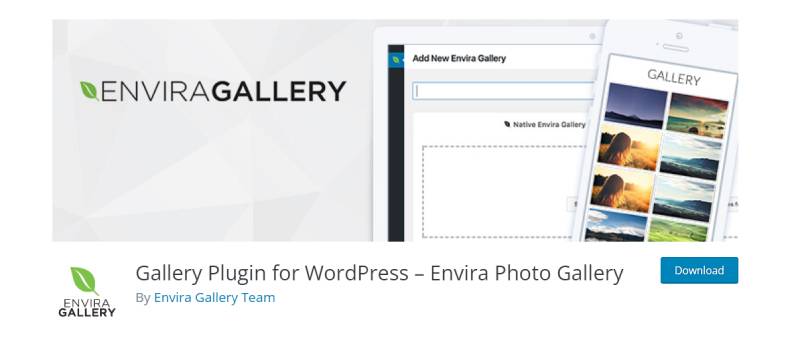 plugin da galeria envira para captura de tela da página de download do wordpress