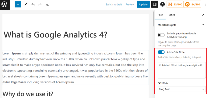 Adicionar notas do site no editor de conteúdo Add site notes in content editor