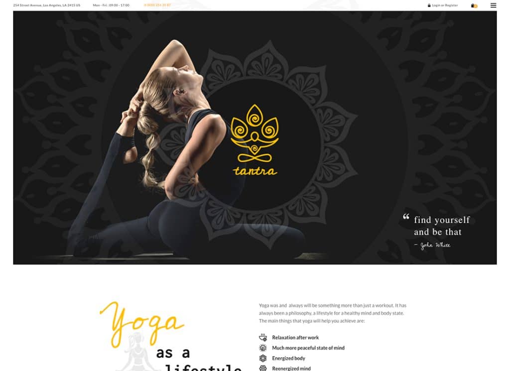 Tantra - ธีม WordPress ของสตูดิโอโยคะและฟิตเนสคลับ