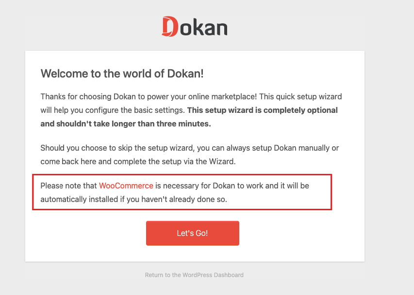 WordPress でオンライン書店マーケットプレイスを作成する方法 2 This is a screenshot of Installing WooCommerce with Dokan