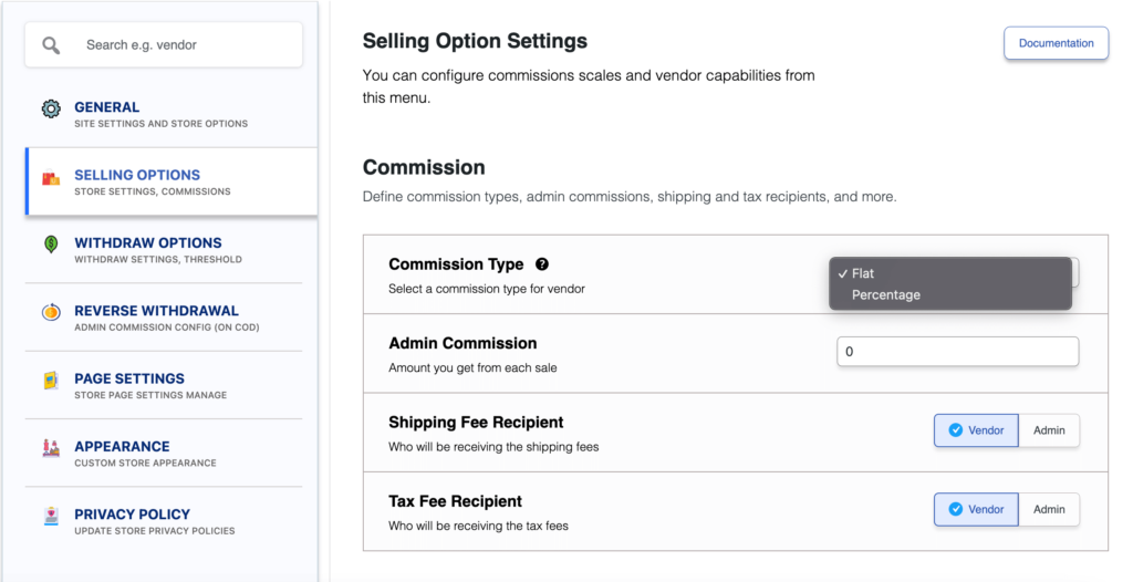 WordPress 6 でオンライン書店マーケットプレイスを作成する方法 This is a screenshot of the Dokan Commission Settings