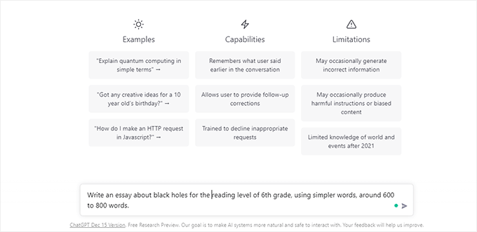 Contoh prompt penulisan AI An example of an AI writing prompt