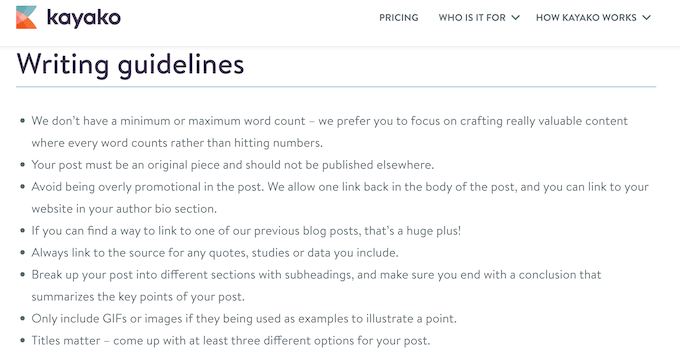 Contoh pedoman blogger tamu An example of guest blogger guidelines