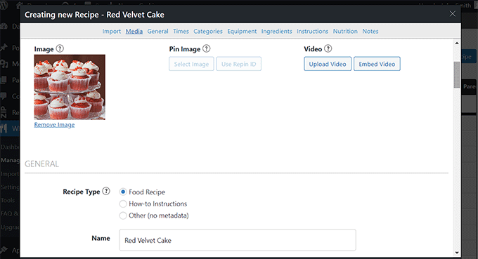 WPレシピメーカーダッシュボード WP Recipe Maker dashboard