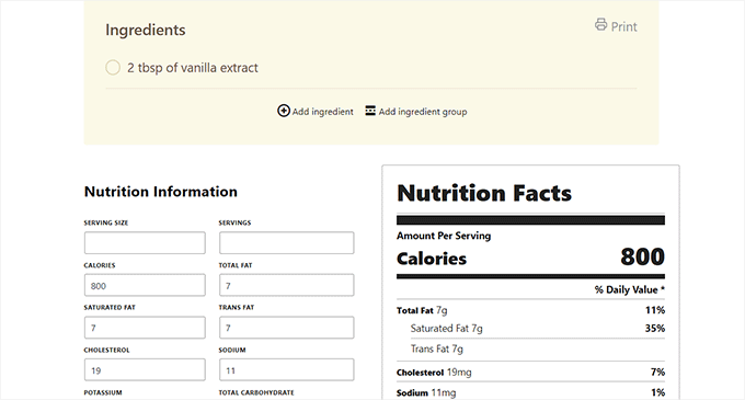 Recipe Card Blocks dashboard