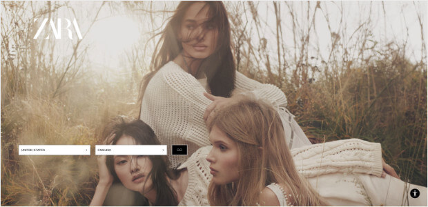 zara 스플래시 페이지 예시