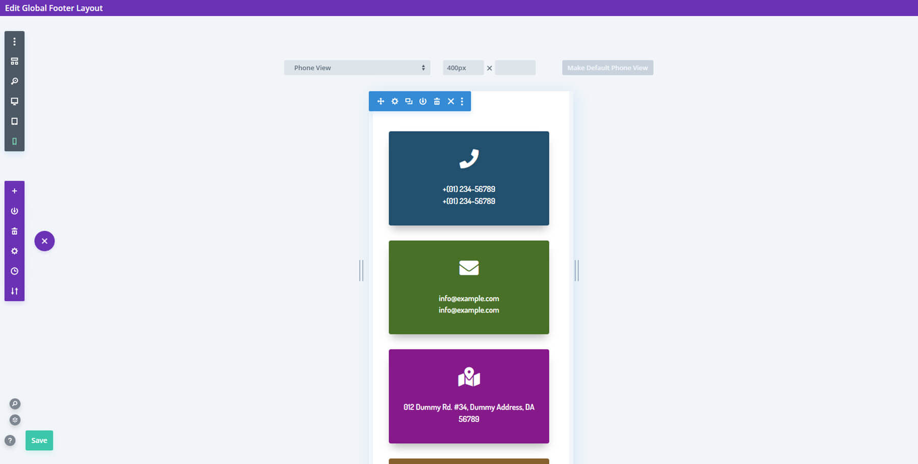 Divi フッター パックのレイアウト