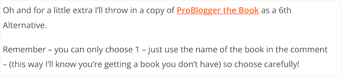 Un ejemplo de un blog, con un CTA de competencia An example of a blog, with a competition CTA