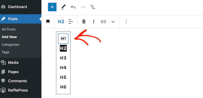 Los estilos de encabezado incorporados de WordPress The built-in WordPress header styles