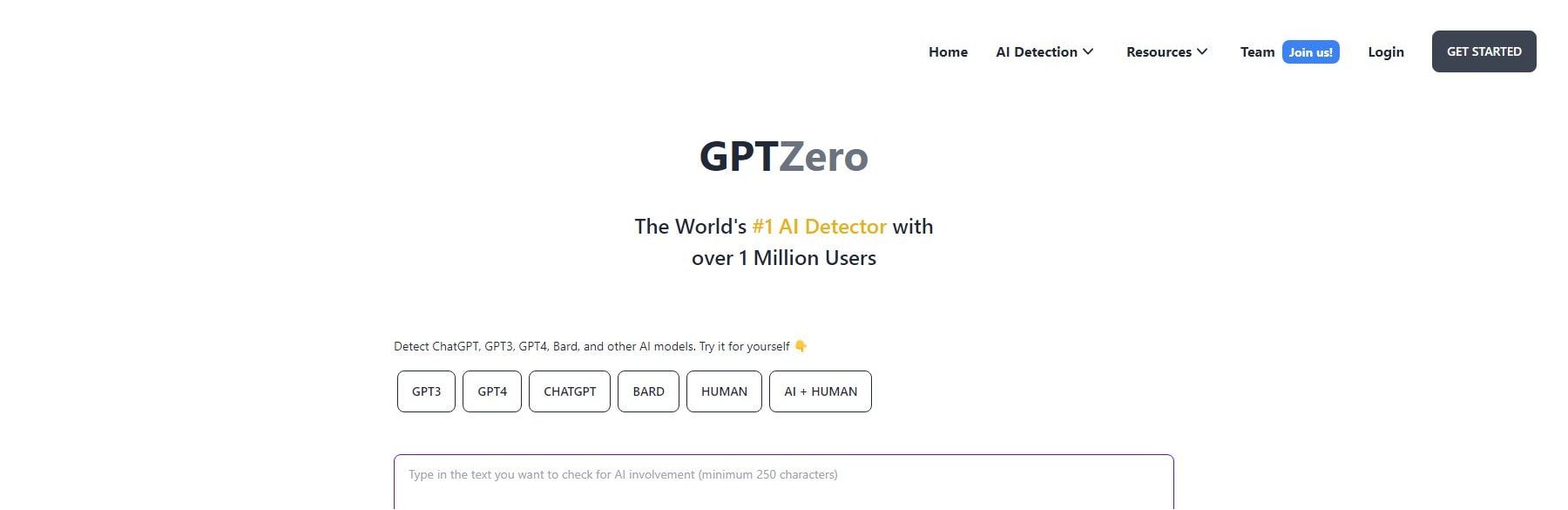 Gptzero - Page d'accueil Mai 2023