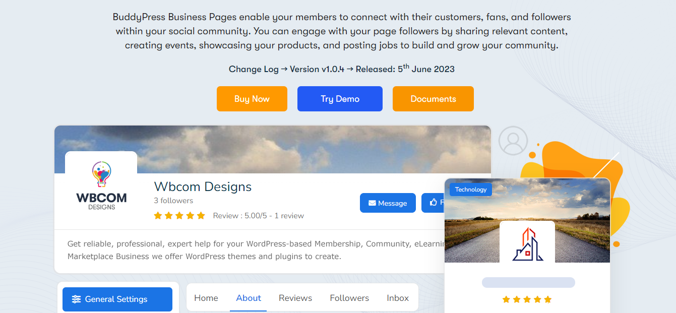Plugin del profilo aziendale di BuddyPress