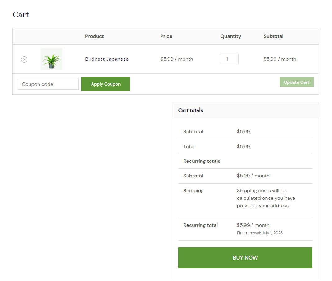 coș woocommerce