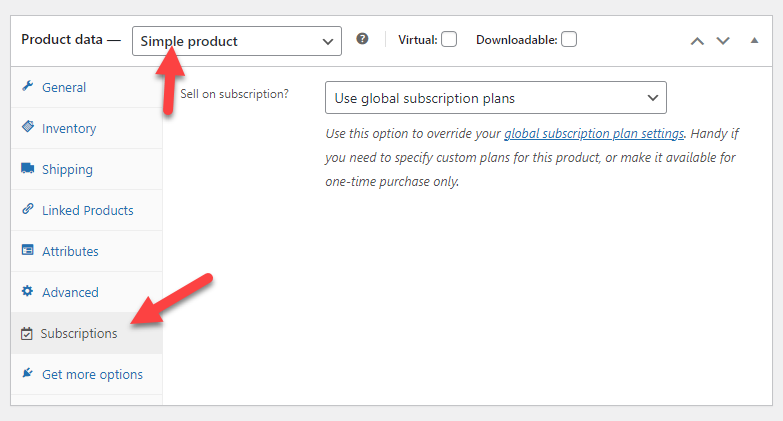 opțiuni de abonament - cumpărați o dată sau abonați-vă pentru abonamente woocommerce
