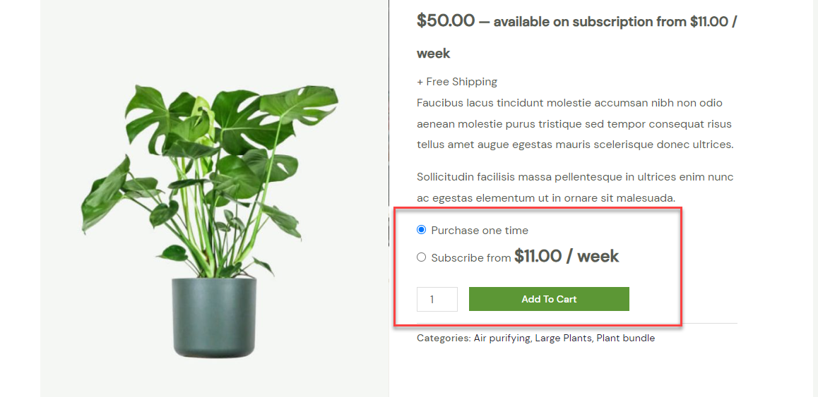 one time buy or subscription - cumpără o dată sau abonează-te pentru abonamente woocommerce
