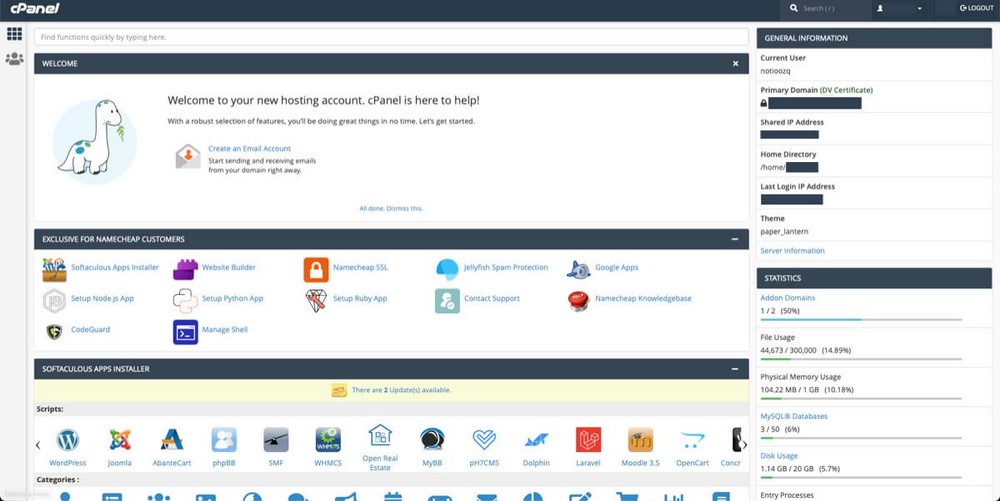 Esempio cPanel