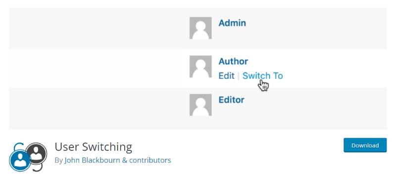 utilizator comută captură de ecran pentru pagina de descărcare a pluginului wordpress