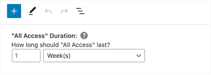Mengubah durasi akses semua akses di WordPress Changing the duration of an all access pass in WordPress