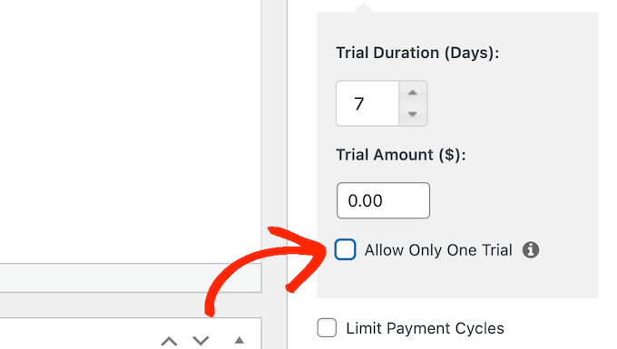 Pilih apakah akan mengizinkan beberapa uji coba gratis per anggota Choose whether to allow multiple free trials per member