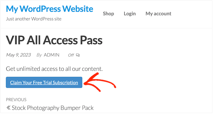 Cara menambahkan langganan uji coba gratis ke situs web How to add a free trial subscription to a website