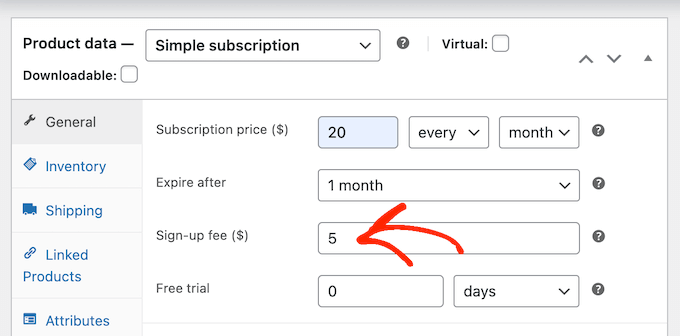 Menambahkan biaya pendaftaran opsional di WooCommerce Adding an optional signup fee in WooCommerce