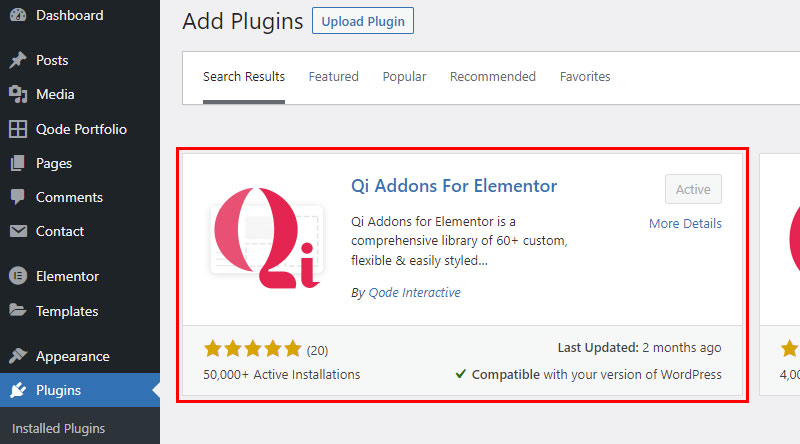 Widget pentru membrii echipei Elementor: Cum să vă prezentați echipa 2 Install Qi addons for Elementor