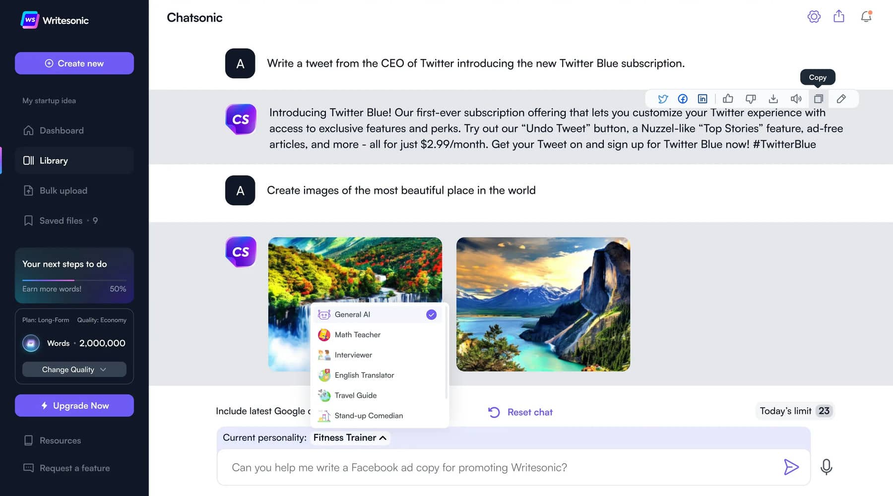 Chatsonic AI Chat Assistant Osobowość