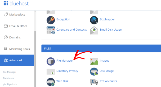 Bluehostでファイルマネージャーを開く Open file manager in Bluehost