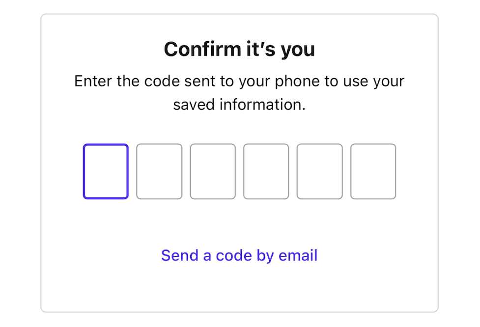 Um prompt de front-end solicitando um código SMS 2FA