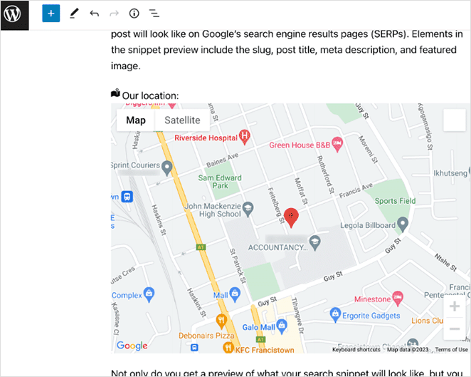 aioseogooglemapwordpress SeedProd All in One SEO Google Map embed in WordPress