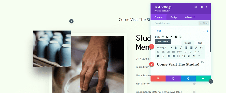 Divi 스티커 맵 모듈 추가 텍스트 추가
