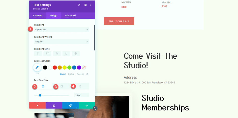 Divi 스티커 맵 모듈 텍스트 글꼴 추가