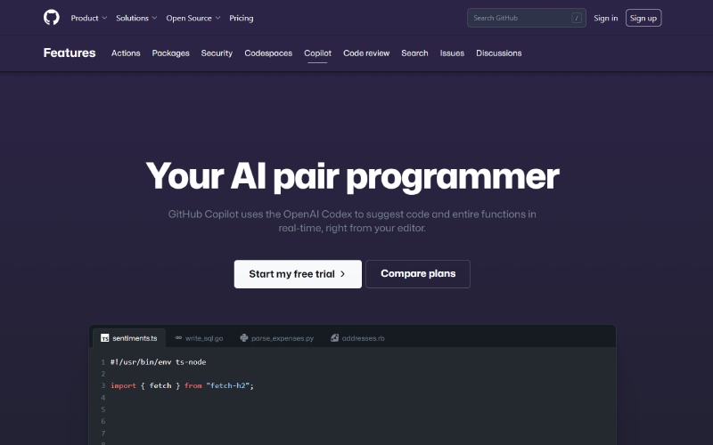 2023 年 Web 開發的 9 個最佳 AI 工具 8 Github Copilot