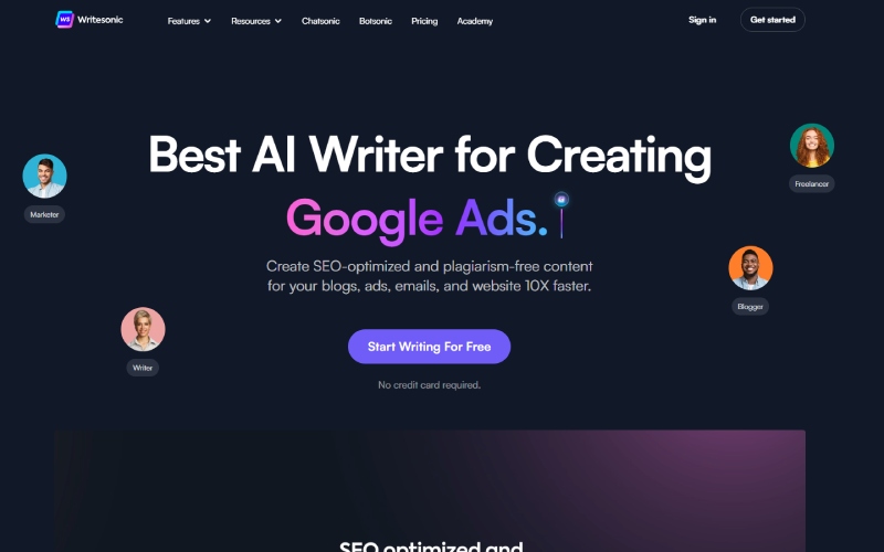 2023 年 Web 開發的 9 種最佳 AI 工具 5 Writesonic
