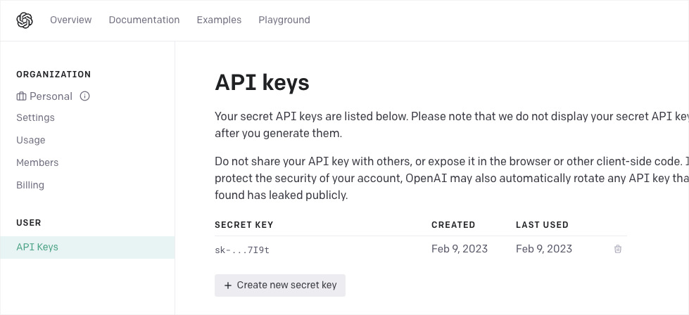 OpenAI API 密鑰 OpenAI API keys