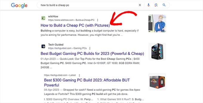 搜索結果中的標題 Headlines in search results