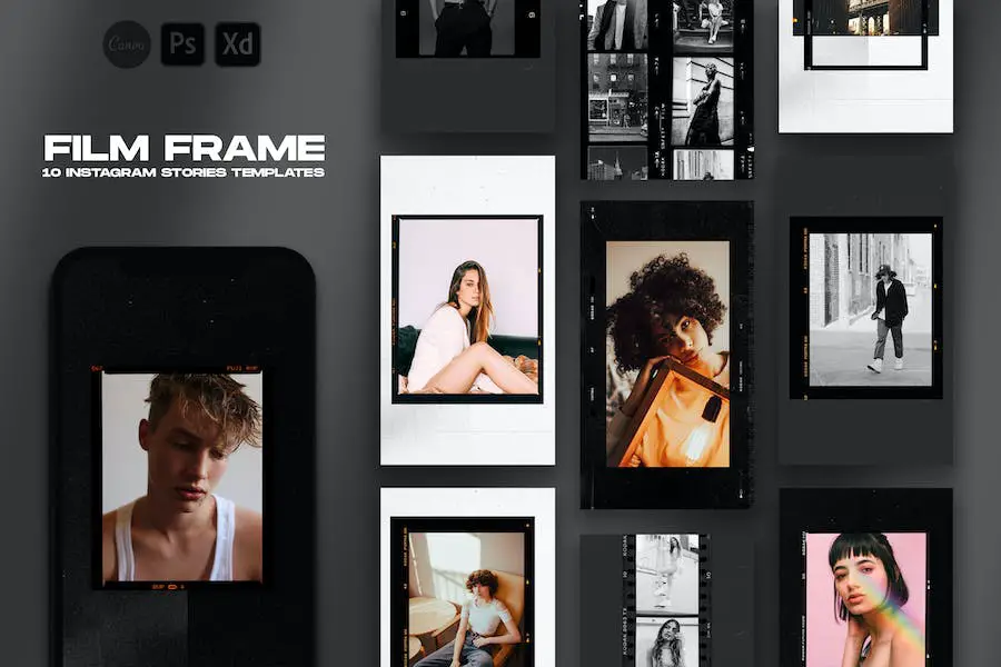 Szablon Instagram Stories z ramką filmową -