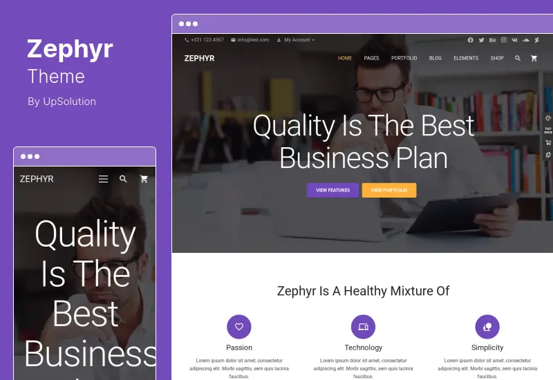 Tema Zephyr - Tema WordPress per il design dei materiali