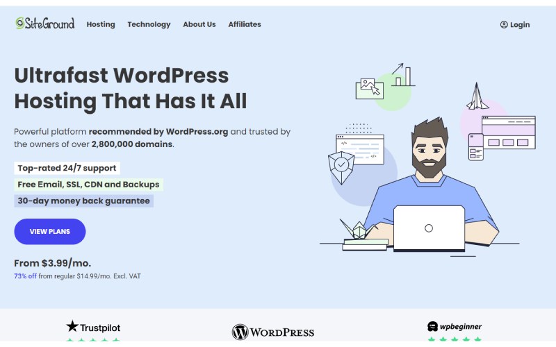 2023 年 7 個最佳 WordPress 雲託管平台 2 Site Ground