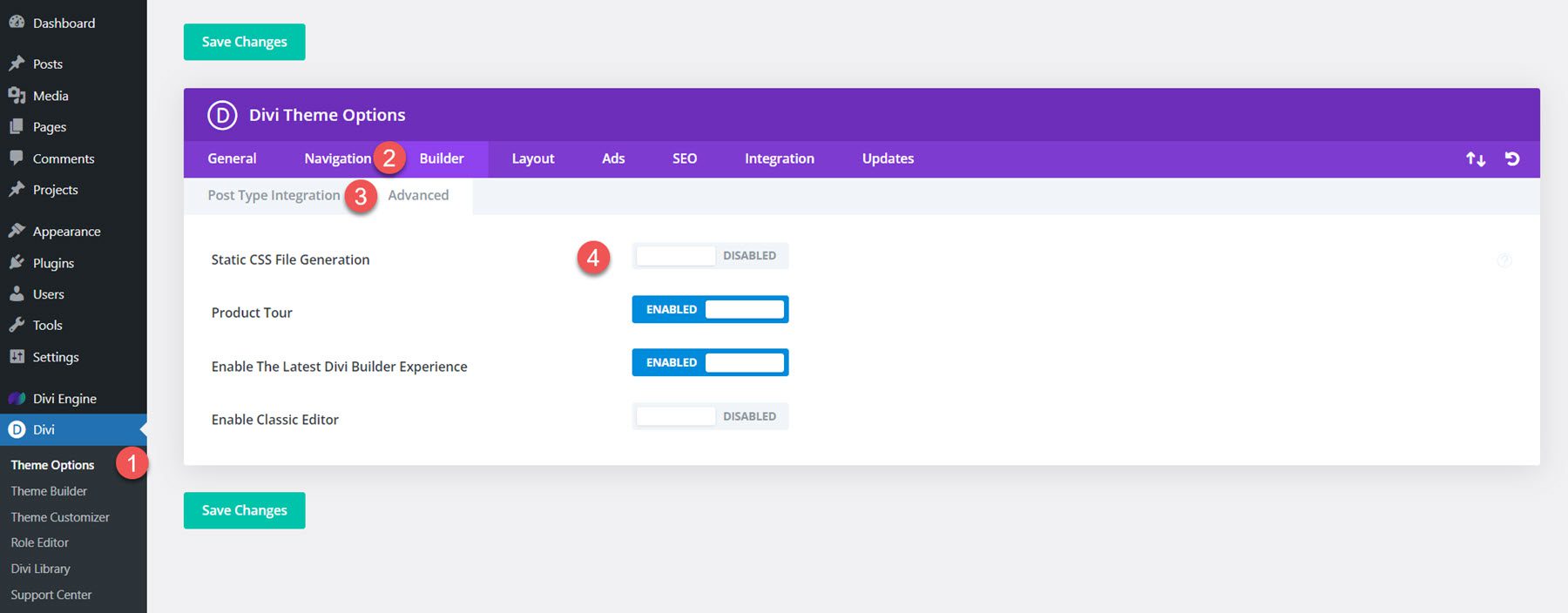 Divi Mega Menu Generazione di file CSS statici