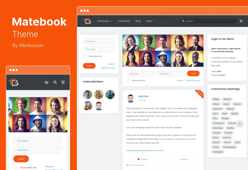 Matebook Teması - Sosyal Ağ WordPress Teması