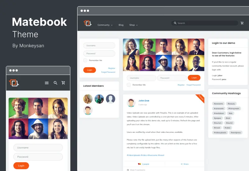 ธีม Matebook - ธีมโซเชียลเน็ตเวิร์ก WordPress
