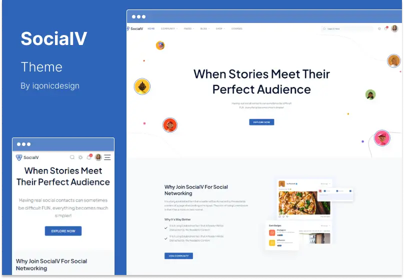 SocialV Theme - โซเชียลเน็ตเวิร์กและชุมชน BuddyPress WordPressTheme