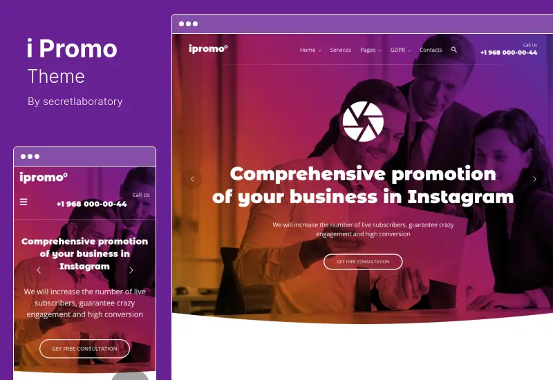 ธีม iPromo - ธีม Instagram Agency WordPress