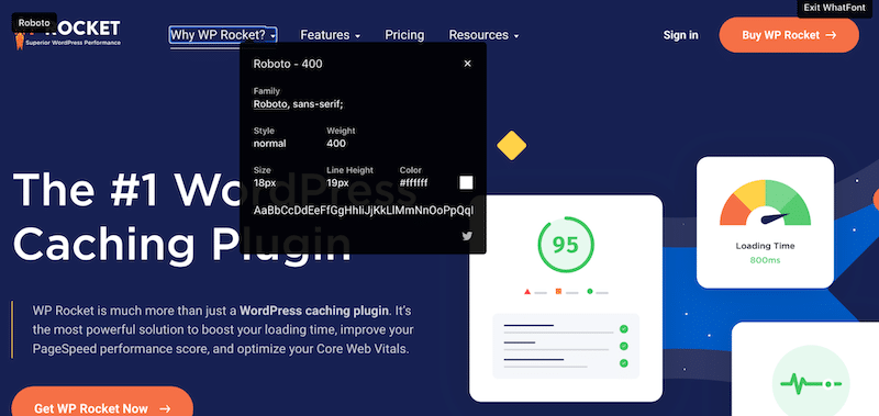 Whatfont chrome 擴展 - 來源:WP Rocket