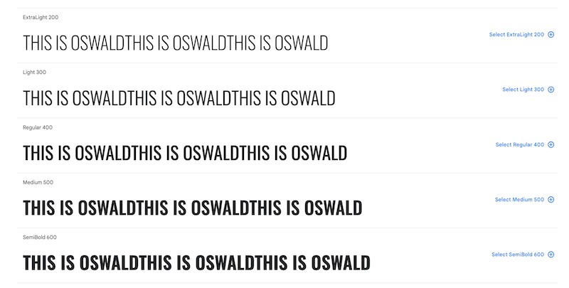 Oswald 字體 - 來源:Google Fonts