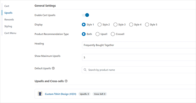 Configuraciones adicionales del carrito Additional cart settings