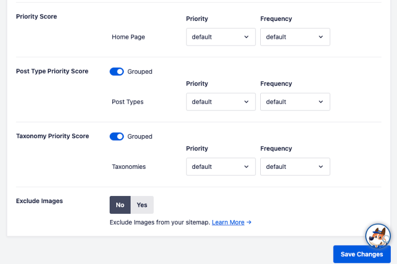 paramètres de priorité du sitemap - IsItWP - Détecteur de thèmes WordPress gratuit sitemap priority settings