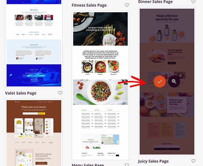 ランディング ページ テンプレートを選択します。 Choose a landing page template