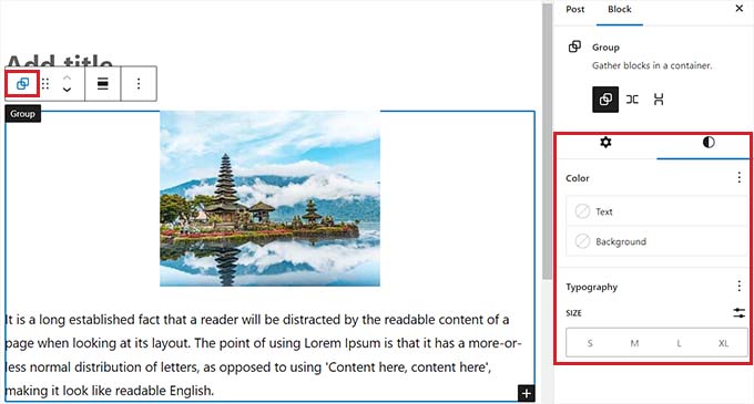 グループブロックの設定を行う Configure the settings of the Group block